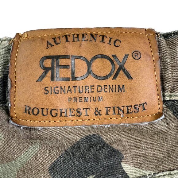 RED-OX Camo Cargo Shorts 34 – Distressed Green Woodland Utility Bottoms Grunge - Picture 6 of 14